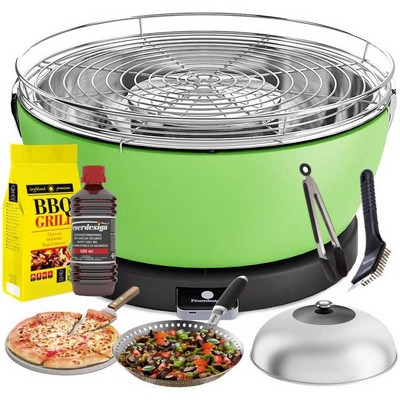 Feuerdesign vesuvio grill green - kit with ignition gel + charcoal 3 kg + tongs + pizza stone